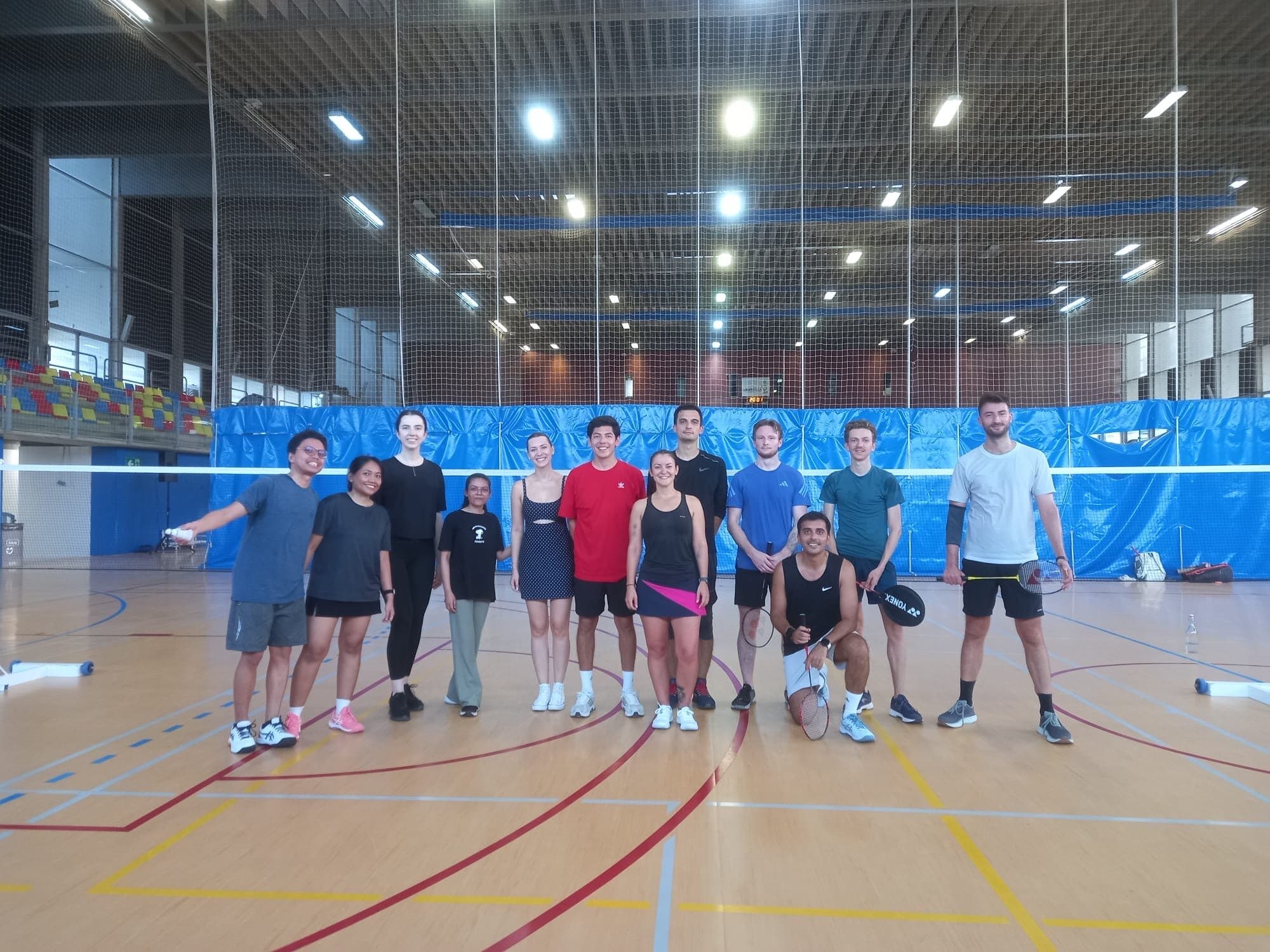 Keep Calm Community Barcelona badminton group after a session at La Mar Bella, Poblenou