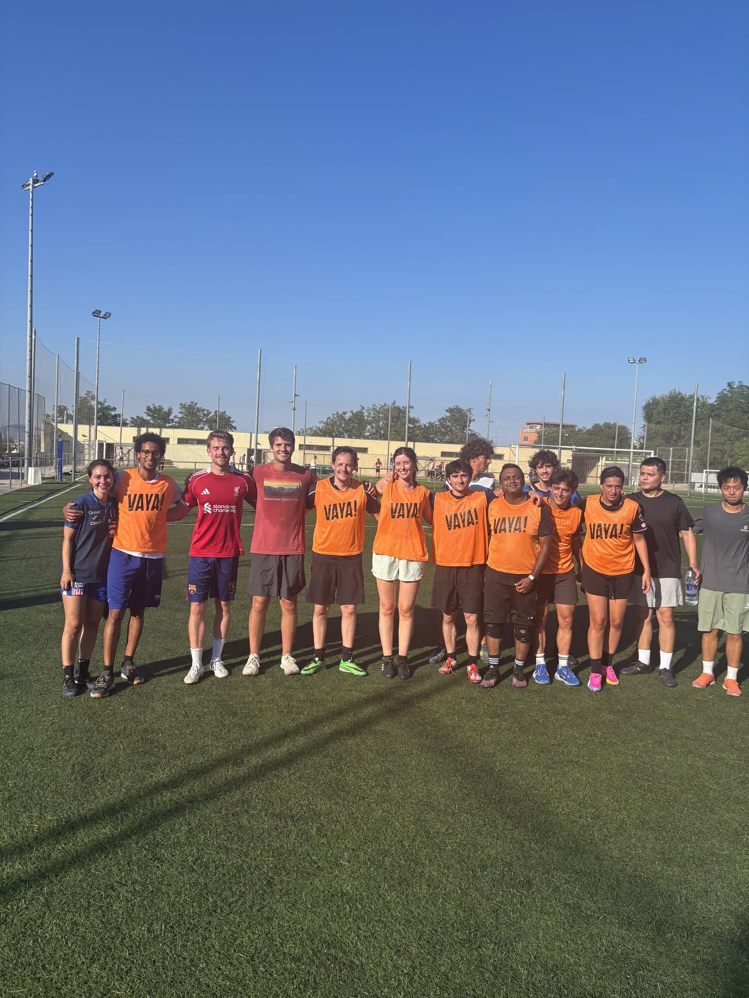 Keep Calm Community Friday football team on the pitch in Barcelona