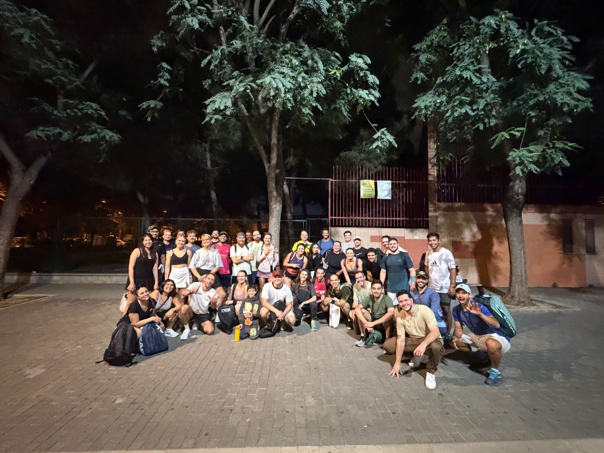 Keep Calm Mixed Americana group photo outside Padel Delfos, Keep Calm Community Barcelona